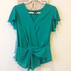 Trouve Flutter Sleeve Chiffon Top